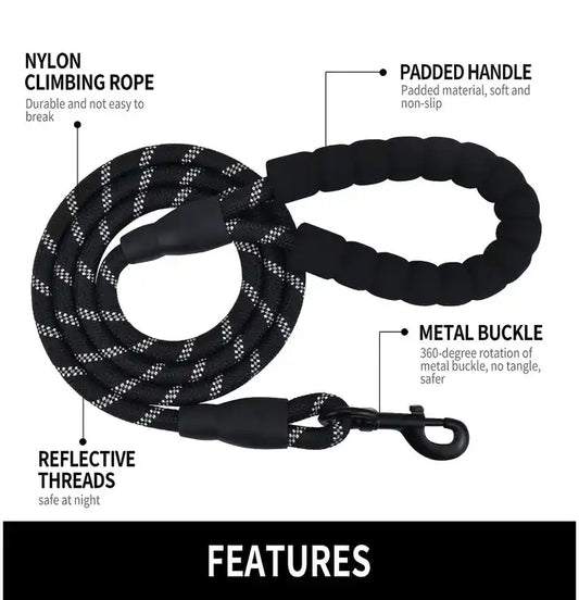 Reflective Dog Leash With Cozy Padded Handle