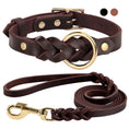 Load image into Gallery viewer, Genuine Durable Leather Dog Collar Leash Set
